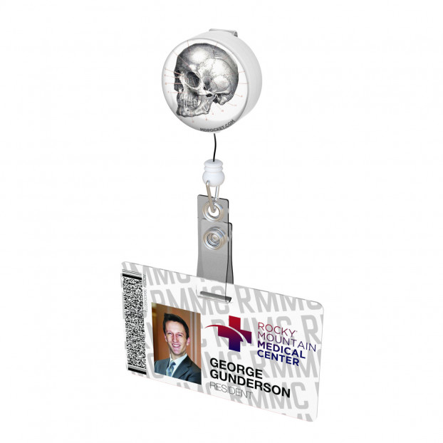 Vintage Skull Diagram Button Badge Reel 