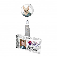 French Bulldog Doctor Button Badge Reel 